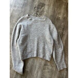 Topshop Sz XL Gray Crew Neck Sleeve Cropped Sweater